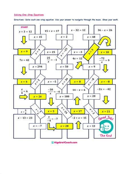 function notation maze worksheet answers